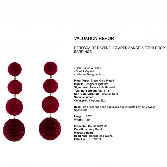 Rebecca de Ravenel Sangria Three Drop Clip On Style Earrings - Picture 8 of 8